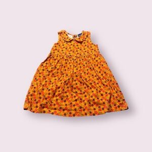 Vintage Toddler Girl Honors Orange Floral Tank Dress With Collar Size 5T